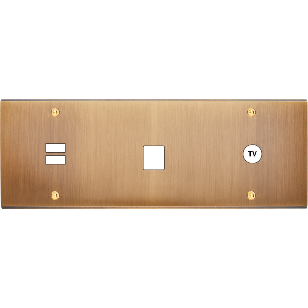 Façade confidence laiton vieux bronze triple horizontale ouverture pour chargeur double usb 1 média 1 tv vis - Modelec - 339417