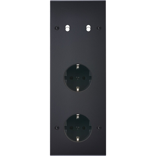 Façade confidence laiton noir mat triple verticale 2 basculeurs 1 prise schuko 1 prise schuko à vis - Modelec - 362408-K
