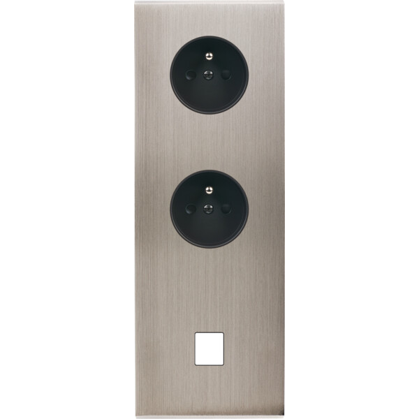 Façade Confidence Laiton  Nickel Satiné triple verticale PC PC 1 MEDIA (363-418M) - Modelec - 363418M