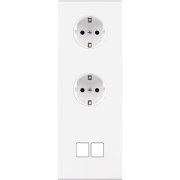 Façade confidence laiton blanc triple verticale 1 prise schuko 1 prise schuko 2 media  - Modelec - 364413M-K