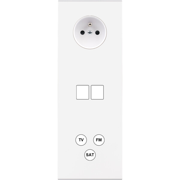Façade Confidence Laiton  Blanc triple verticale PC 2 MEDIA TV-FM-SAT sans vis (375-413M) - Modelec - 375413M