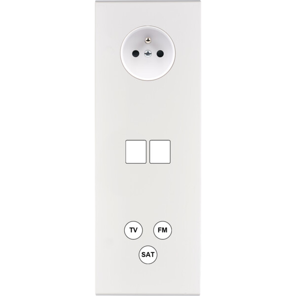 Façade Confidence Laiton  Blanc Email triple verticale PC 2 MEDIA TV-FM-SAT (375-424M) - Modelec - 375424M