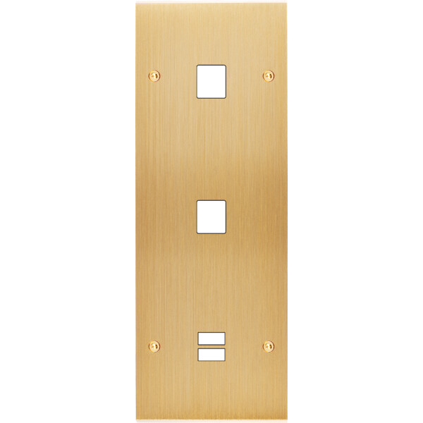 Façade confidence laiton brossé triple verticale 1 média 1 média ouverture pour chargeur double usb vis - Modelec - 380410