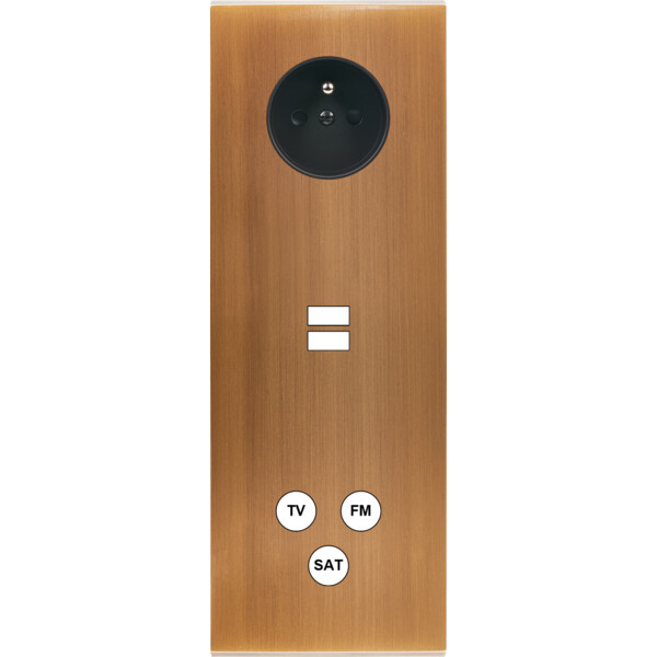 Façade confidence laiton vieux bronze triple verticale prise de courant 2p+t ouverture pour chargeur double usb 1 tv-fm-sat  - Modelec - 383417M