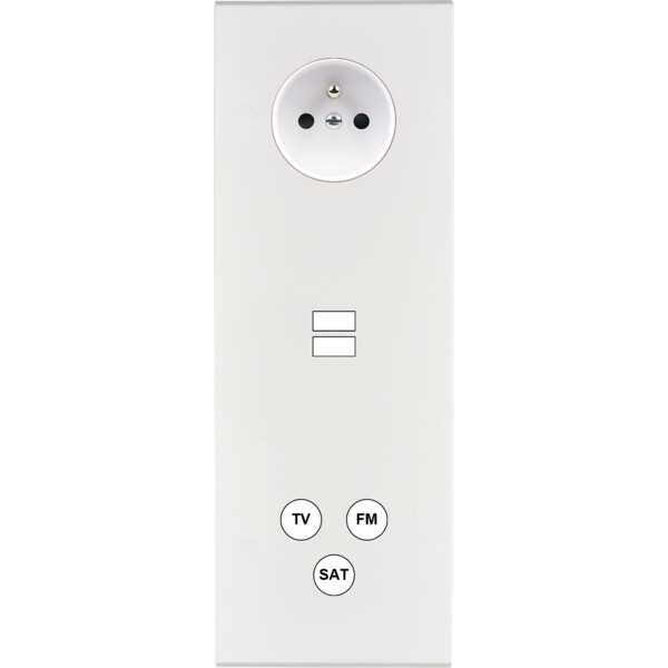 Façade confidence laiton blanc email triple verticale prise de courant 2p+t ouverture pour chargeur double usb 1 tv-fm-sat  - Modelec - 383424M