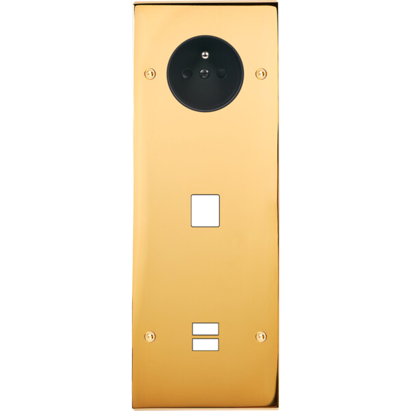 Façade confidence laiton or miroir triple verticale prise de courant 2p+t 1 média ouverture pour chargeur double usb vis - Modelec - 384421