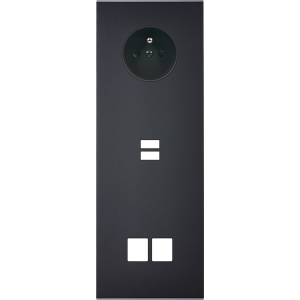 Façade confidence laiton noir mat triple verticale prise de courant 2p+t ouverture pour chargeur double usb 2 média  - Modelec - 386408M