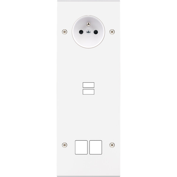 Façade confidence laiton blanc mat triple verticale prise de courant 2p+t ouverture pour chargeur double usb 2 média vis - Modelec - 386413