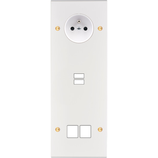 Façade confidence laiton blanc email triple verticale prise de courant 2p+t ouverture pour chargeur double usb 2 média vis - Modelec - 386424