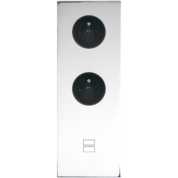 Façade confidence laiton chrome triple verticale prise de courant 2p+t prise de courant 2p+t ouverture pour chargeur double usb  - Modelec - 387415M