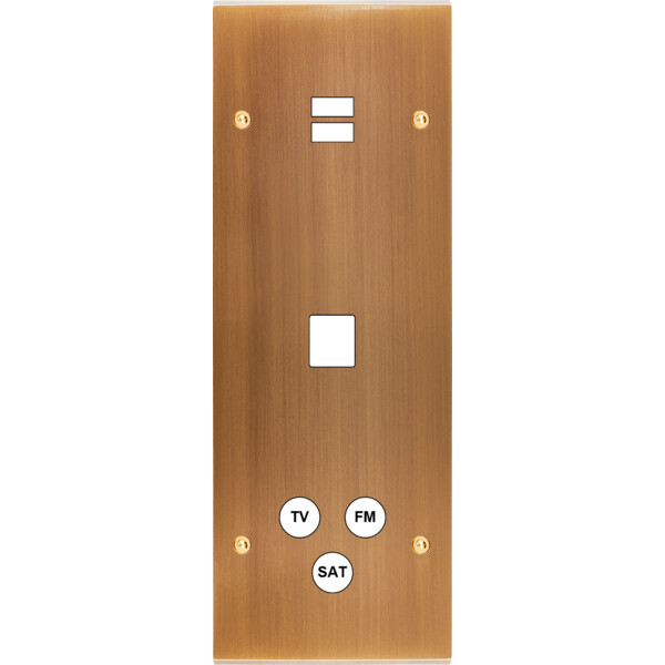 Façade confidence laiton vieux bronze triple verticale ouverture pour chargeur double usb 1 média 1 tv-fm-sat vis - Modelec - 388417