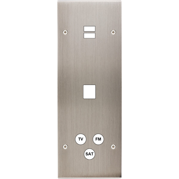 Façade confidence laiton nickel satiné triple verticale ouverture pour chargeur double usb 1 média 1 tv-fm-sat vis - Modelec - 388418
