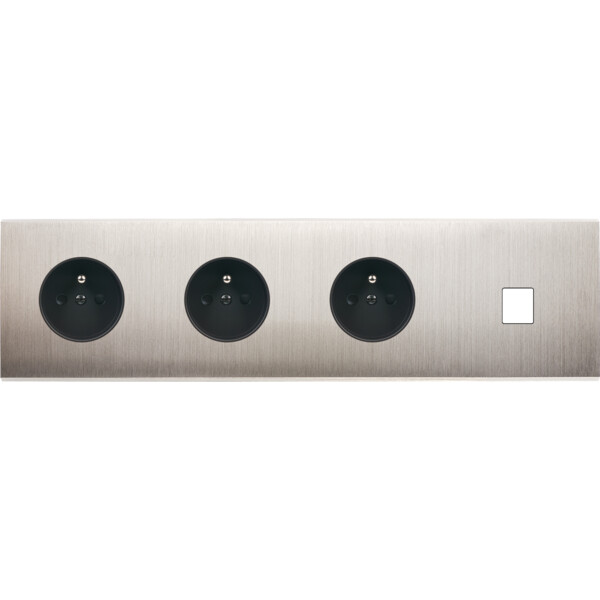 Façade  Confidence Laiton Nickel Satiné quadruple horizontale PC PC PC 1 MEDIA (431-418M) - Modelec - 431418M