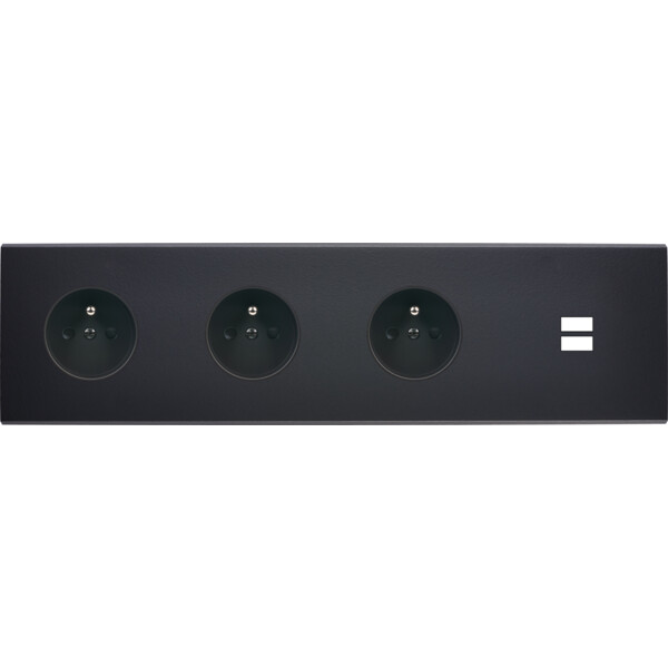 Façade confidence laiton noir mat quadruple horizontale prise de courant 2p+t prise de courant 2p+t prise de courant 2p+t ouverture pour chargeur double usb  - Modelec - 436408M