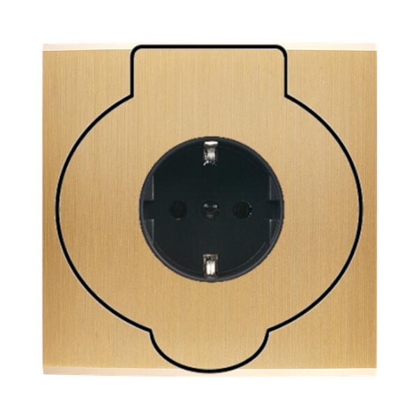Façade confidence laiton brossé simple prise sol schuko - Modelec - 900410-K
