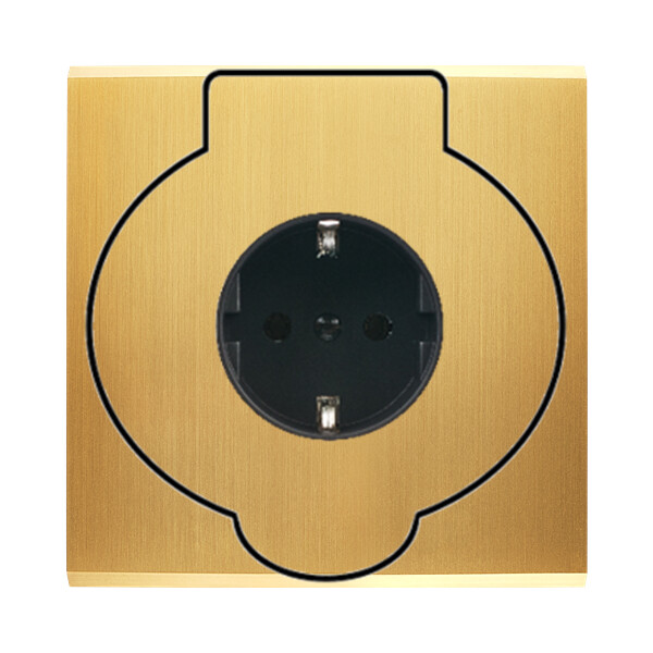 Façade confidence laiton satiné simple prise sol schuko - Modelec - 900419-K