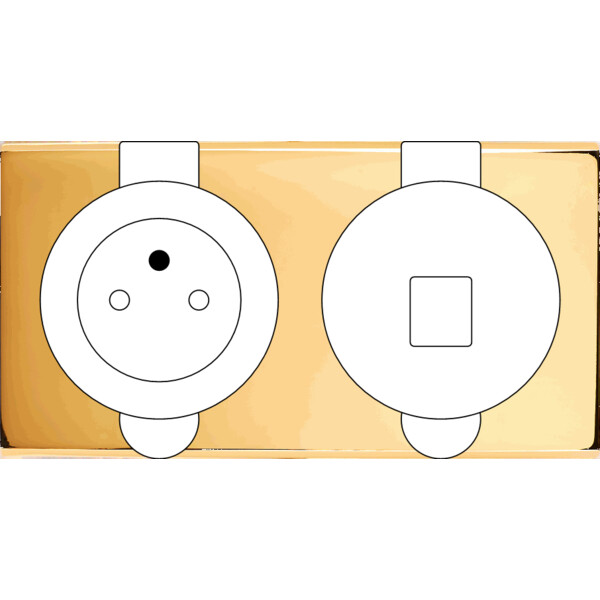 Façade confidence laiton or miroir double prise de sol prise 2p+t 1 emplacement pour chargeur usb ou média - Modelec - 911421
