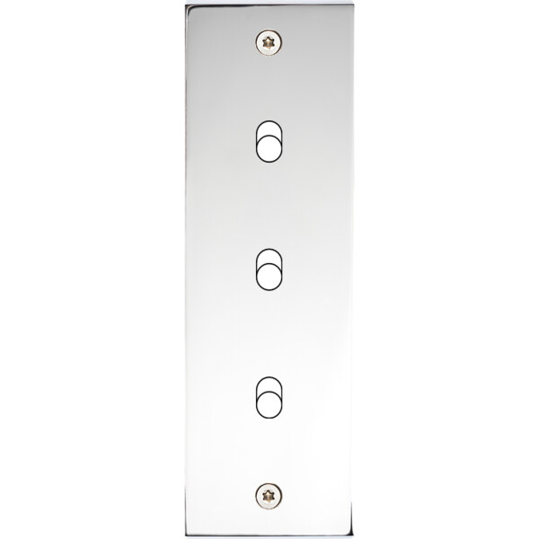Façade Confidence Laiton  Chrome étroite longue 3 basculeurs à vis (103-415) - Modelec - 103415
