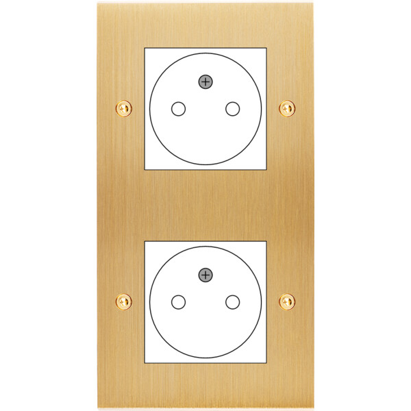 Façade Confidence Laiton double verticale ouverture 44x44 pour BTICINO à vis (2038-410) - Modelec - 2038410