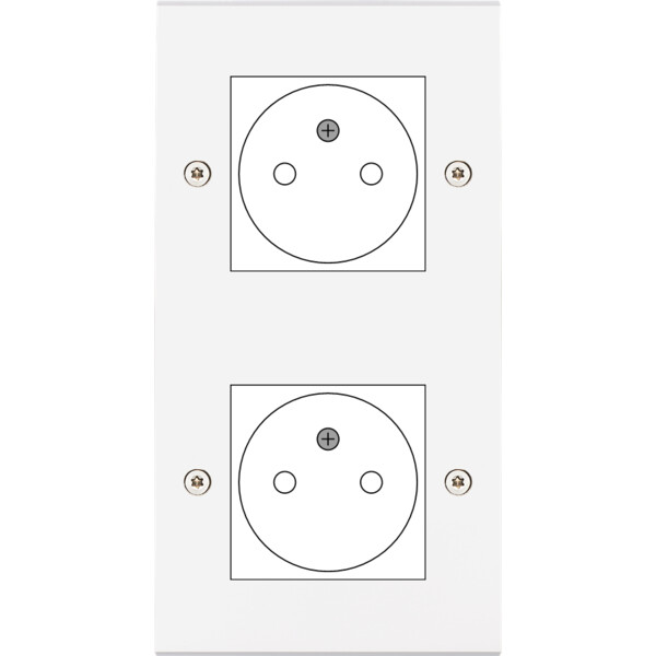 Façade Confidence Laiton  Blanc double verticale ouverture 44x44 pour BTICINO à vis (2038-413) - Modelec - 2038413