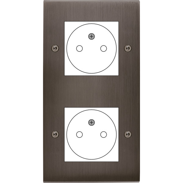 Façade Confidence Laiton  Canon de Fusil double verticale ouverture 44x44 pour BTICINO à vis (2038-414) - Modelec - 2038414