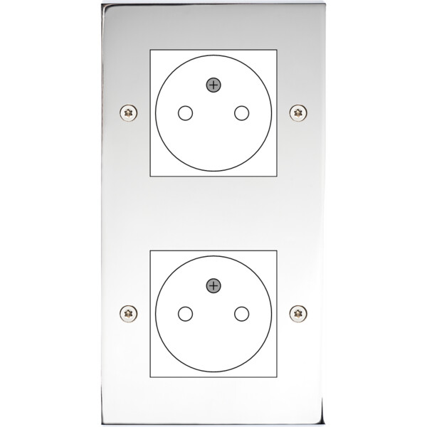 Façade Confidence Laiton  Chrome double verticale ouverture 44x44 pour BTICINO à vis (2038-415) - Modelec - 2038415