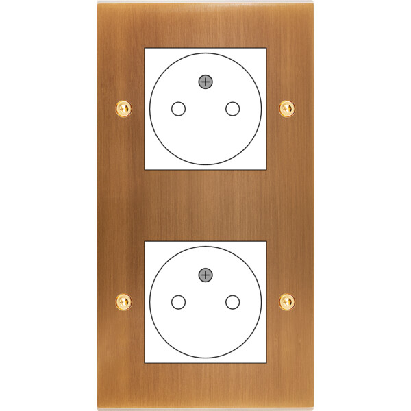 Façade Confidence Laiton  Vieux Bronze double verticale ouverture 44x44 pour BTICINO à vis (2038-417) - Modelec - 2038417