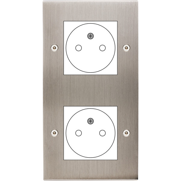 Façade Confidence Laiton  Nickel Satiné double verticale ouverture 44x44 pour BTICINO à vis (2038-418) - Modelec - 2038418