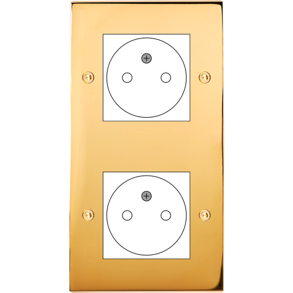 Façade Confidence Laiton  Or Miroir double verticale ouverture 44x44 pour BTICINO à vis (2038-421) - Modelec - 2038421