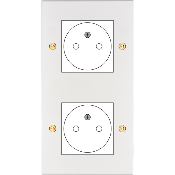Façade Confidence Laiton  Blanc Email double verticale ouverture 44x44 pour BTICINO à vis (2038-424) - Modelec - 2038424