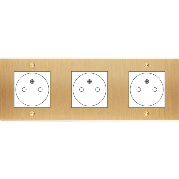 Façade Confidence Laiton triple horizontale ouverture 44x44 pour BTICINO à vis (3045-410) - Modelec - 3045410