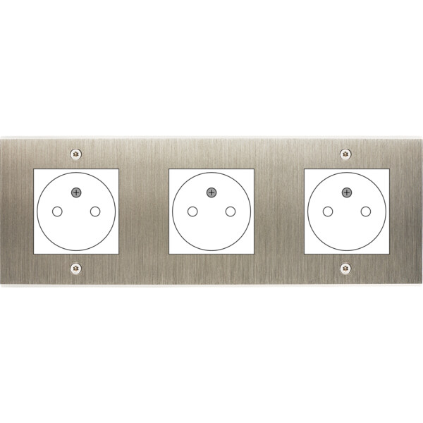 Façade Confidence Laiton  Acier triple horizontale ouverture 44x44 pour BTICINO à vis (3045-412) - Modelec - 3045412