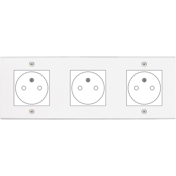 Façade Confidence Laiton  Blanc triple horizontale ouverture 44x44 pour BTICINO à vis (3045-413) - Modelec - 3045413