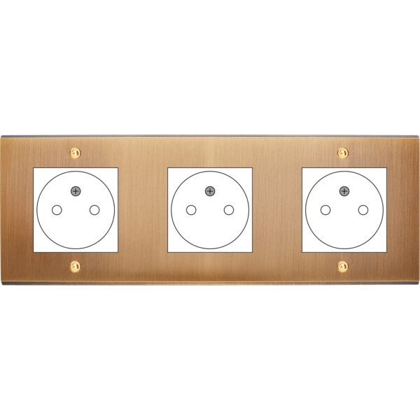 Façade Confidence Laiton  Vieux Bronze triple horizontale ouverture 44x44 pour BTICINO à vis (3045-417) - Modelec - 3045417