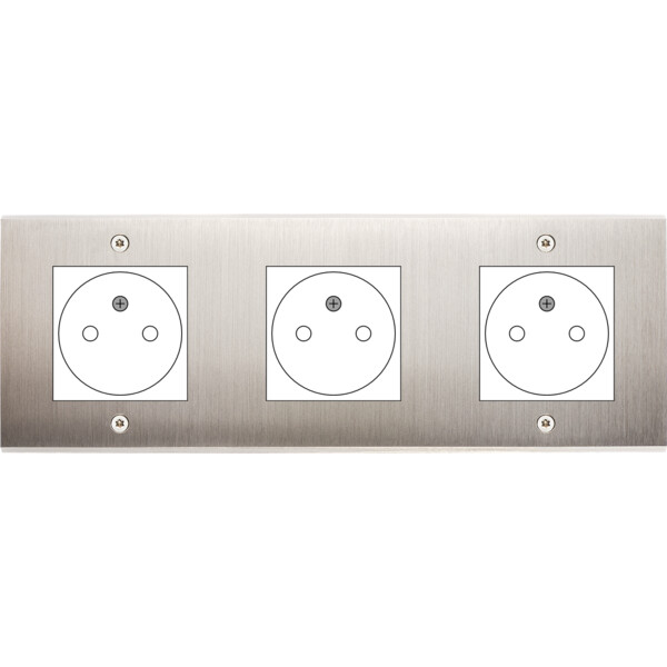 Façade Confidence Laiton  Nickel Satiné triple horizontale ouverture 44x44 pour BTICINO à vis (3045-418) - Modelec - 3045418