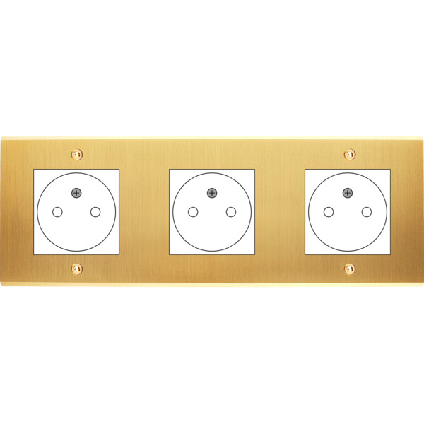 Façade Confidence Laiton Satiné triple horizontale ouverture 44x44 pour BTICINO à vis (3045-419) - Modelec - 3045419