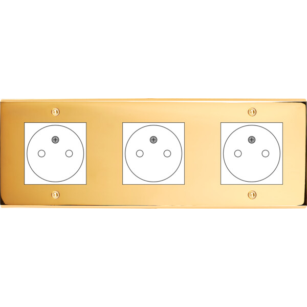 Façade Confidence Laiton  Or Miroir triple horizontale ouverture 44x44 pour BTICINO à vis (3045-421) - Modelec - 3045421