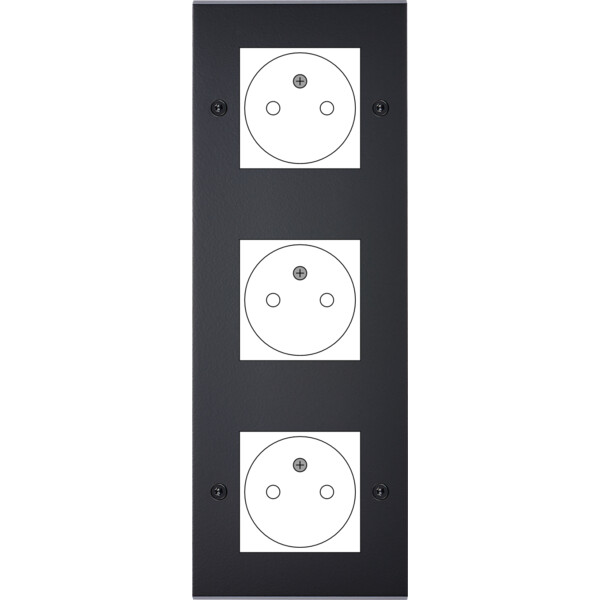 Façade Confidence Laiton  Noir triple verticale ouverture 44x44 pour BTICINO à vis (3046-408) - Modelec - 3046408