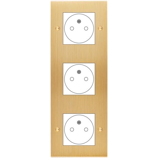 Façade Confidence Laiton triple verticale ouverture 44x44 pour BTICINO à vis (3046-410) - Modelec - 3046410