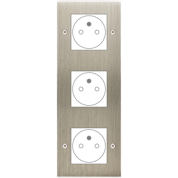 Façade Confidence Laiton  Acier triple verticale ouverture 44x44 pour BTICINO à vis (3046-412) - Modelec - 3046412