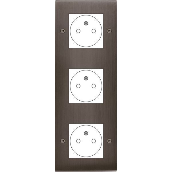 Façade Confidence Laiton  Canon de Fusil triple verticale ouverture 44x44 pour BTICINO à vis (3046-414) - Modelec - 3046414