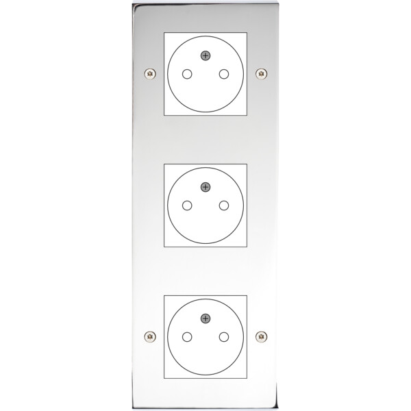 Façade Confidence Laiton  Chrome triple verticale ouverture 44x44 pour BTICINO à vis (3046-415) - Modelec - 3046415