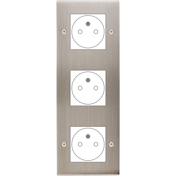 Façade Confidence Laiton  Nickel Satiné triple verticale ouverture 44x44 pour BTICINO à vis (3046-418) - Modelec - 3046418