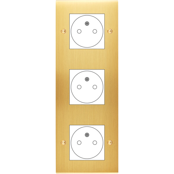 Façade Confidence Laiton Satiné triple verticale ouverture 44x44 pour BTICINO à vis (3046-419) - Modelec - 3046419