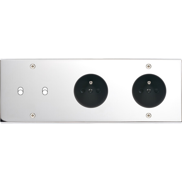 Façade Confidence Laiton  Chrome triple horizontale 2 basculeurs PC PC à vis (312-415) - Modelec - 312415