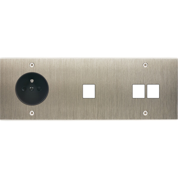 Façade  Confidence Laiton Acier triple horizontale PC 1 MEDIA 2 MEDIA à vis (327-412) - Modelec - 327412