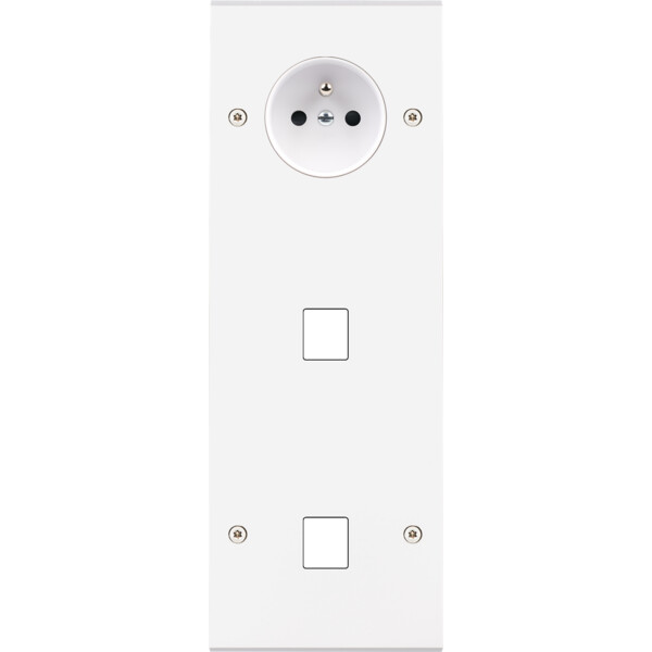 Façade  Confidence Laiton Blanc Mat triple verticale PC 1 MEDIA 1 MEDIA à vis (376-413) - Modelec - 376413