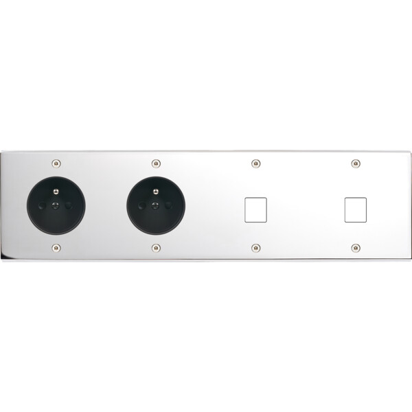 Façade Confidence Laiton  Chrome quadruple horizontale PC PC 1 MEDIA 1 MEDIA vis (433-415) - Modelec - 433415