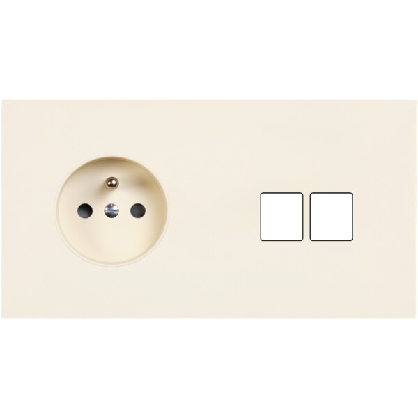 Façade Désir Ivoire Mat Double Horizontale PC 2 Medias - Modelec - 264821