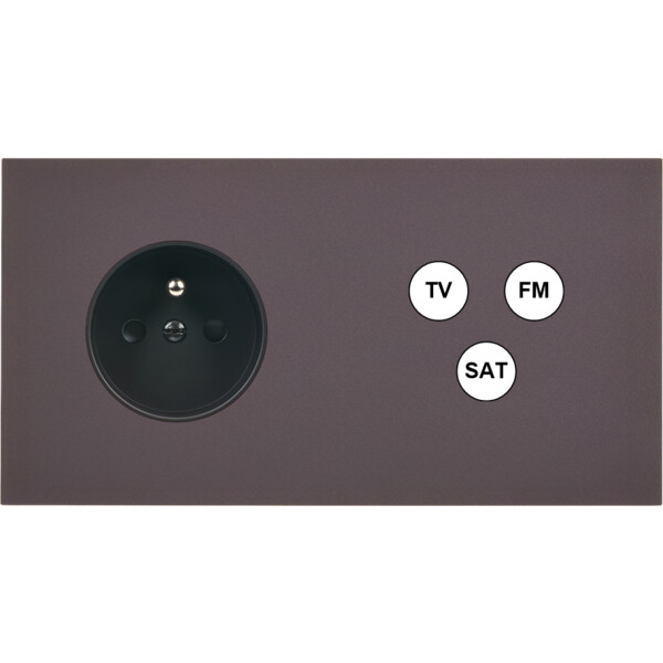 Façade Désir Anthracite Mat Double Horizontale PC Tv-Fm-Sat - Modelec - 265819